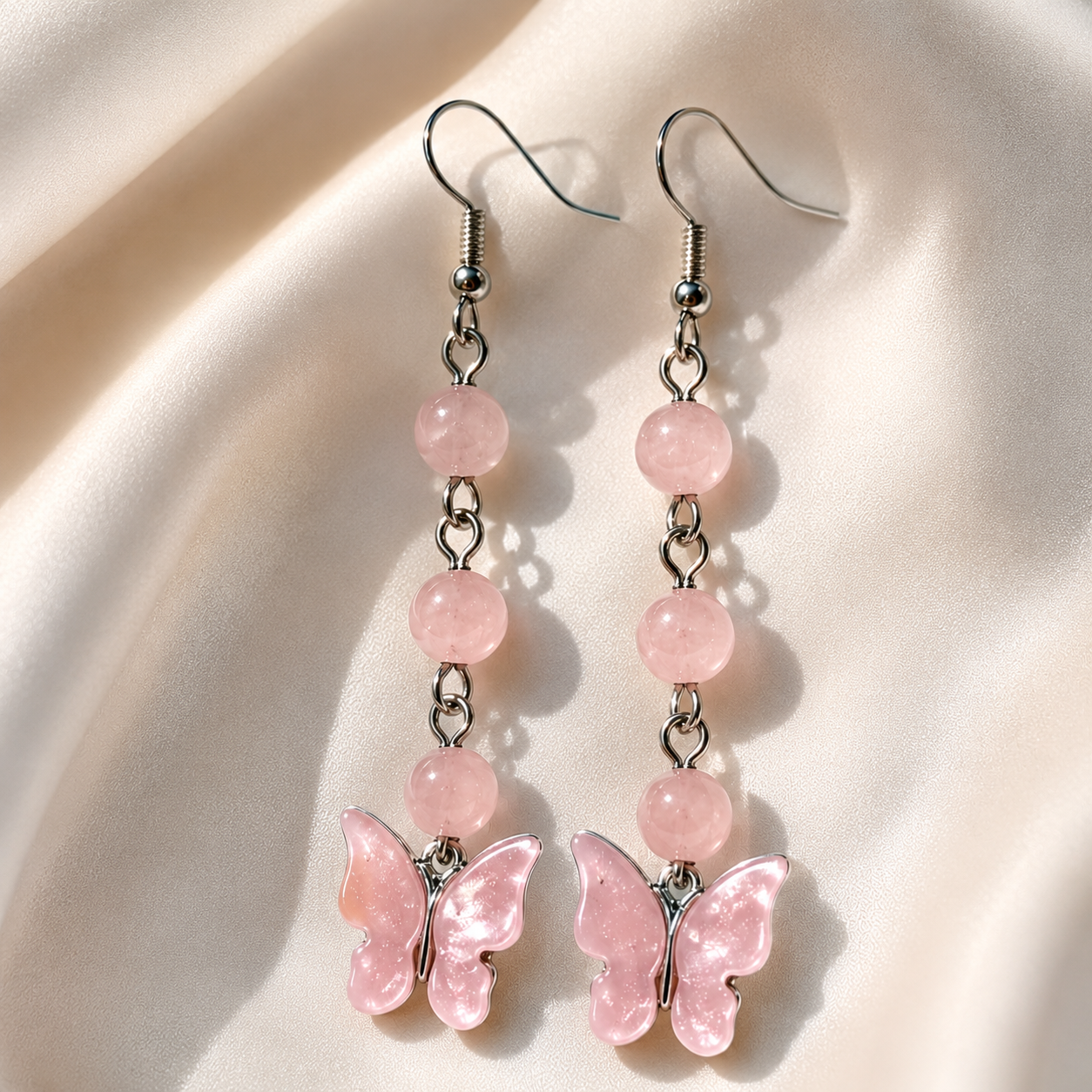 Blush Rose Quartz Butterfly