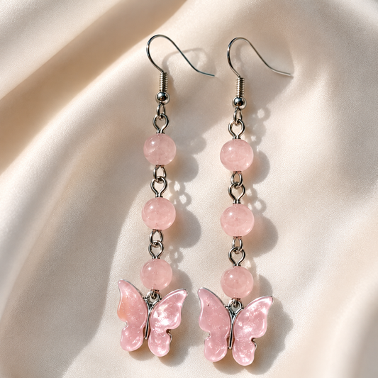 Blush Rose Quartz Butterfly